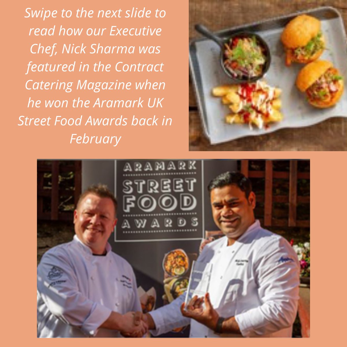 ueatwell's tweet photo. We are so proud of our Executive Chef, Nick Sharma, who was featured in a 2 page spread in the latest edition of the Contract Catering Magazine.
#featuredchef #magazinearticle #fameatlast #yummychef #streetfoodawards #birdnbun #UEL #uellife #aramarkne #ueatwell https://t.co/bxxL3IUHPD