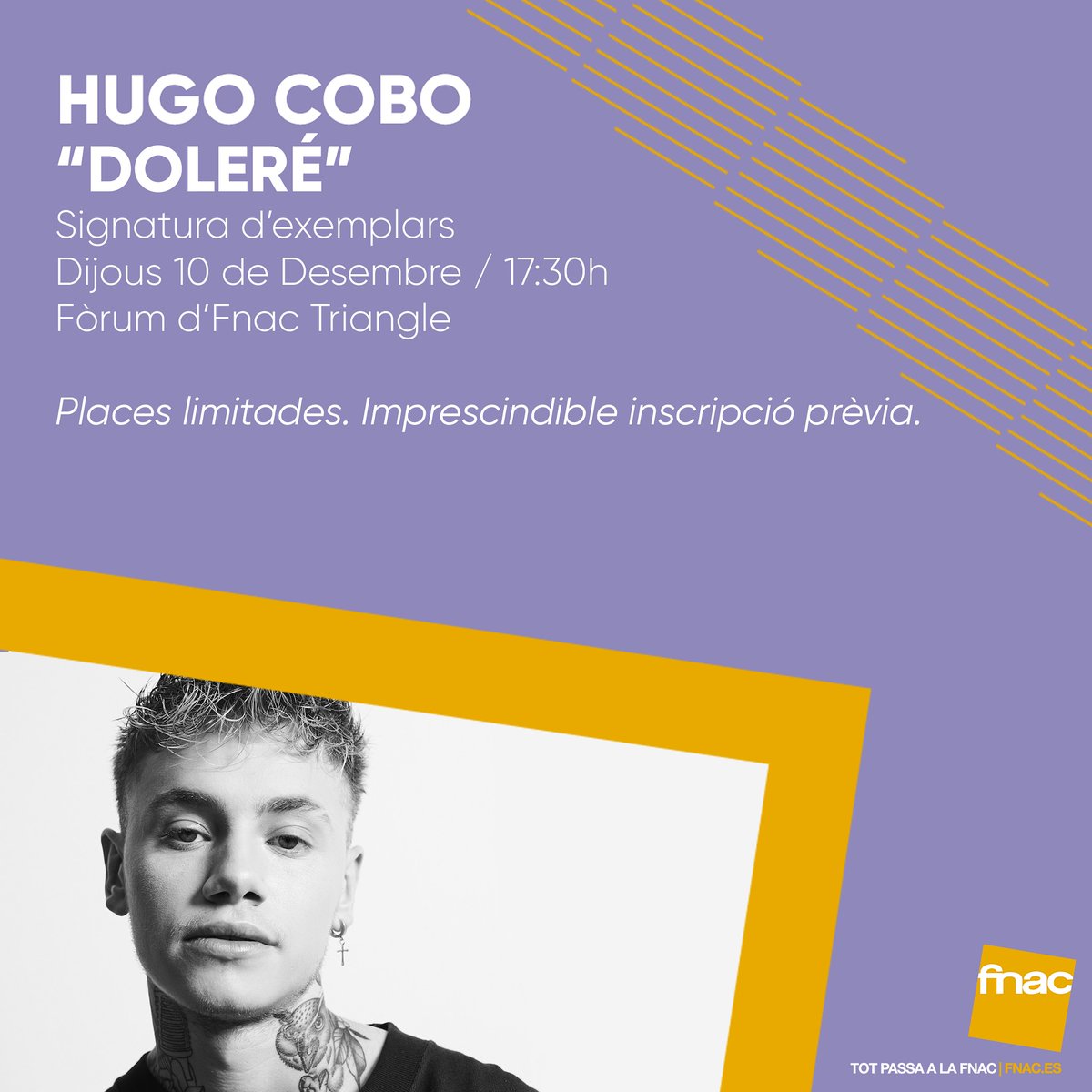 Dijous, 10 de Desembre, <a href="/xhugocobox/">COBO</a> signarà exemplars del seu debut discogràfic #Doleré al fòrum d'#Fnac @eltriangle a les 17:30h! 🎶

Condicions i inscripcions a partir de Dissabte, 21 de Novembre, a les 10:00h 👉fnac.es/Hugo-Cobo-Dole… pic.x.com/3IRMIVHy4P