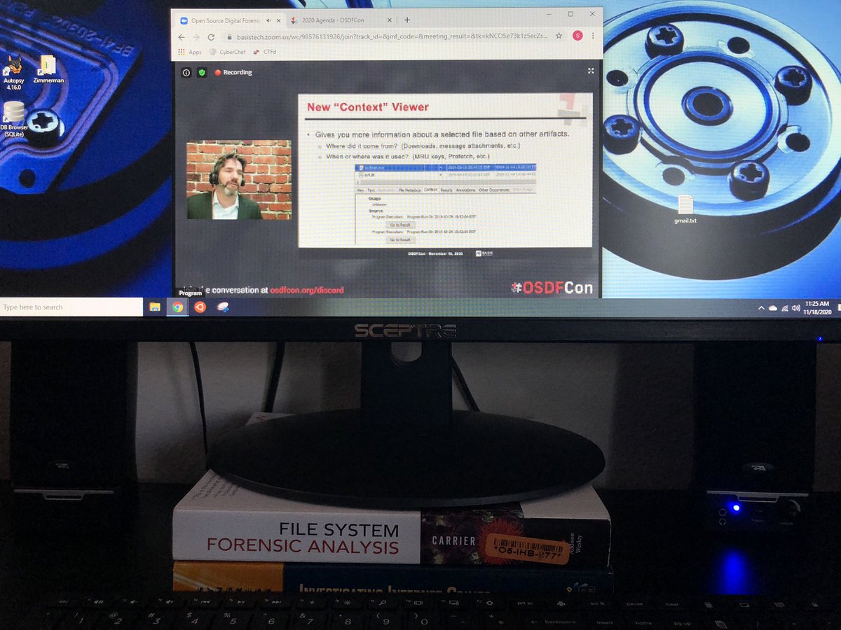 notstephtweets's tweet image. Watching @carrier4n6 on a stack of books including one by @carrier4n6 #OSDFCon #DFIR