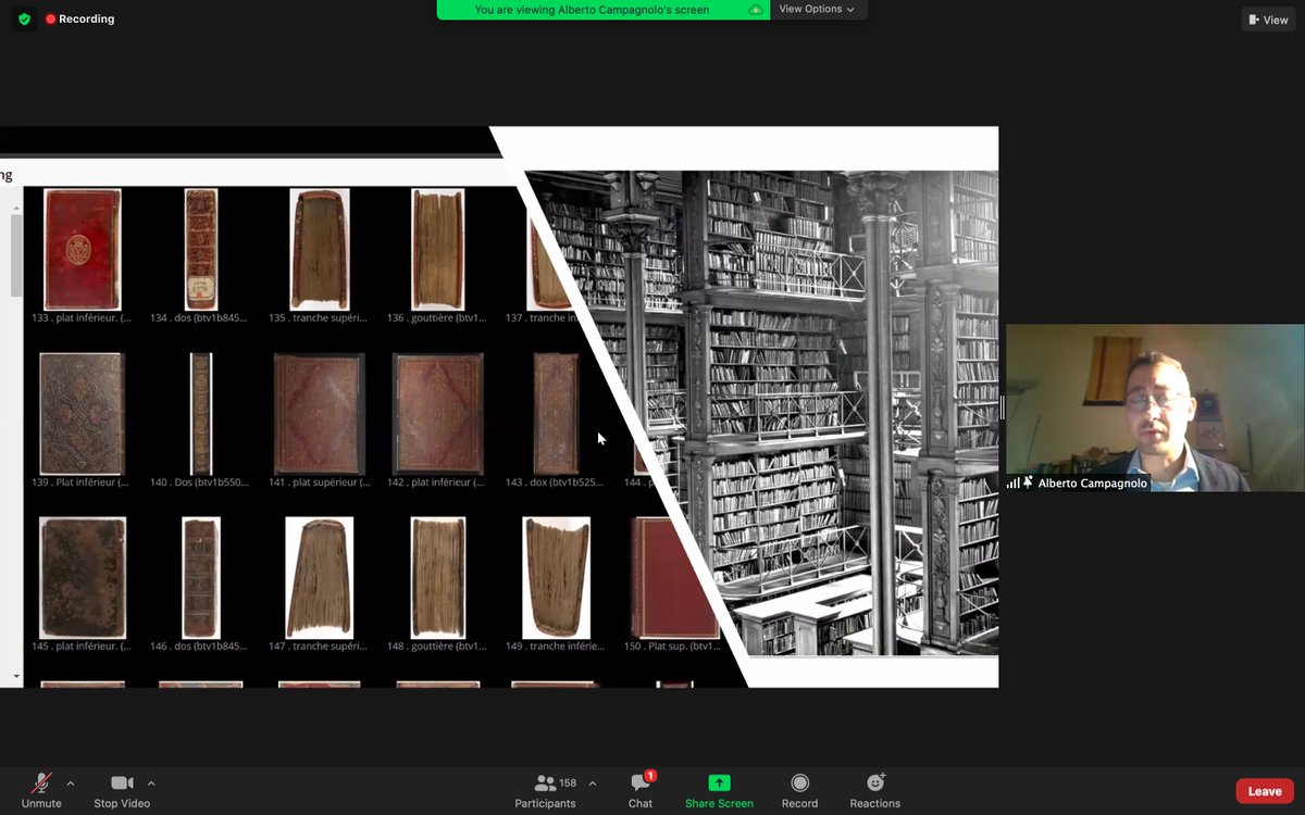 BillEndres's tweet photo. Next at #SIMS2020 fab @ACampagnolo exploring the challenges and possibilities for digitizing and modeling the bindings of manuscripts #medievaltwitter https://t.co/nuCWri2wfa