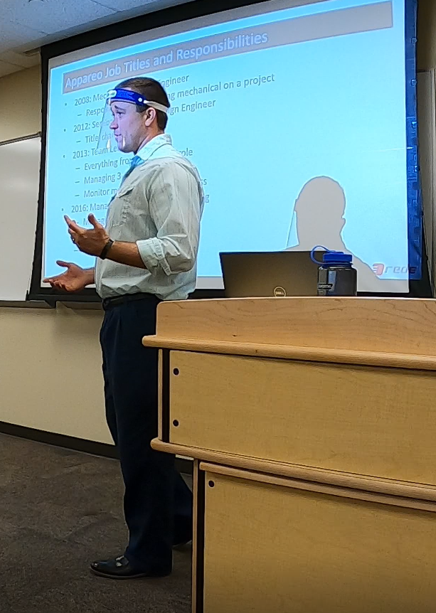 gorede_ag's tweet photo. This week our Engineering Manager, Adam, had the opportunity to speak to the freshman class of mechanical engineers at @JimmieKnight. He spoke on his journey as an engineer, career advice, and encouraged them to take control of their future! #GoRedE https://t.co/eOxIAEtU7h