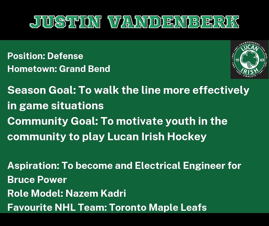 Lucan_Irish's tweet photo. 🚨 PLAYER TRADE!! 🚨 Please welcome defenseman Justin Vandenberk to the Lucan Irish! Justin played with @NMStarsHockey in the 19/20 season. Glad to have you with us Justin!
#playertrade #hockeytrade https://t.co/KiJtTJsPSw