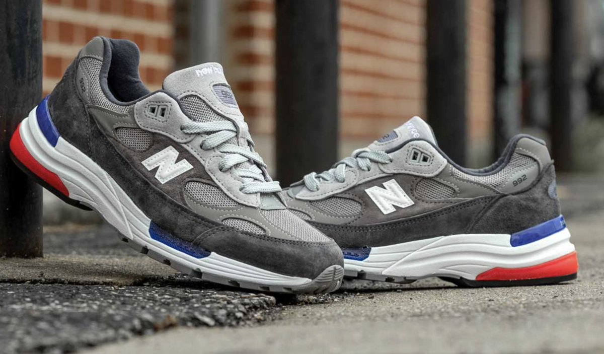 new balance 992 grey red blue