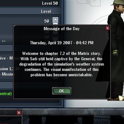 vesuveusmxo's tweet photo. Message of the Day by SuperJenius, 2007. Visit SJ’s story archive website MxOStory. And please cite your source in your videos
#games #gaming #matrix4 #mmorpg #neo #mxo #videogames #zion
#mmo
#matrixonline
#thematrixonline 
#loading #loadingarea #superjenius #superjeniusmxo https://t.co/YqFsbhoJjm