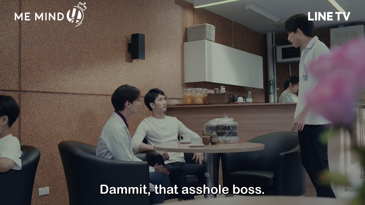 Type is being bullied by his boss about the pediatric nurse ‘affair’ mentioned in episode 1. And these two scenes converge in the canteen.