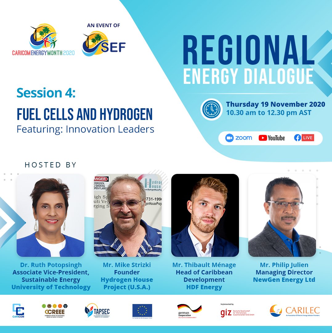 CARICOMEnergy's tweet photo. Join us tomorrow at 10:30am AST for #CEMDialogues Session 4! Hear more about plans for innovative projects in the Region and a video demonstration of a solar-based hydrogen house in the USA. 

REGISTER! 👉https://t.co/4WgPUDqLah

#CEM2020 #CEMDialogues https://t.co/DYAk8J2RYq