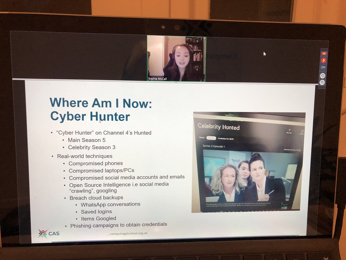 wendypicci's tweet photo. Loved hearing about cyber surveillance from one of the cyber hunters from the #channel4 TV series #Hunted This @Compatsch webinar is live now but don’t worry if you missed it - it’s free to download from our website! #casautumnevent https://t.co/QoELIw5tYY