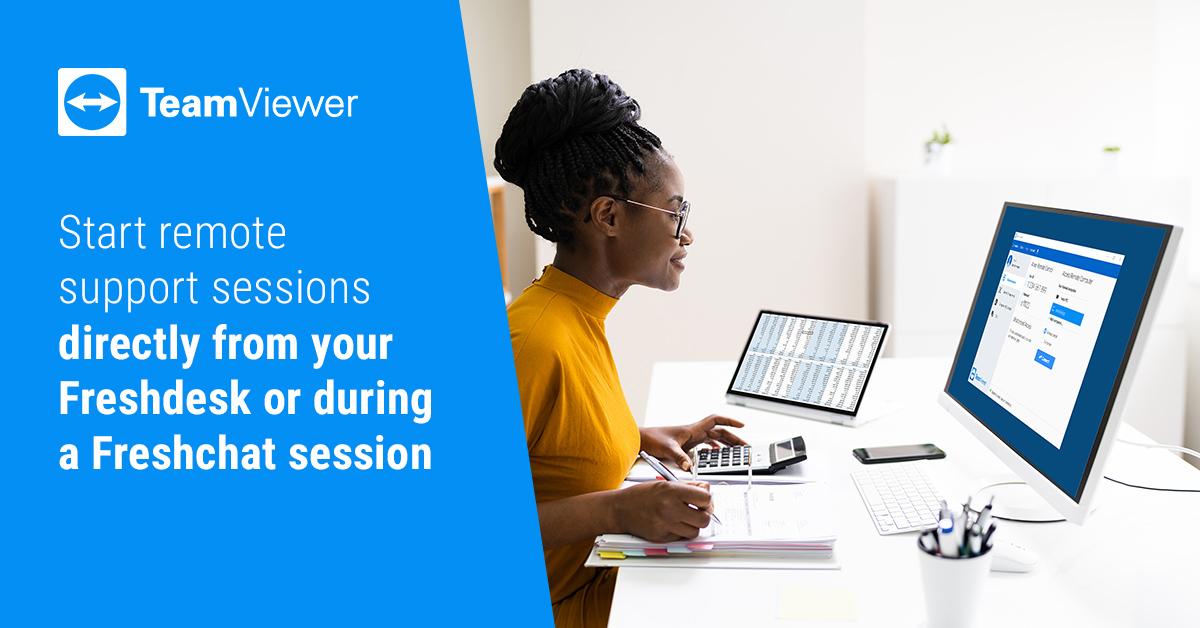 TeamViewer's tweet photo. Did you know you can easily provide remote assistance directly from your @freshchatapp? Check out our TeamViewer integration for @FreshworksInc and supercharge your support ▶️ https://t.co/weBhku0SaC  #RemoteSupport #RemoteAccess #TeamViewerIntegration https://t.co/XQuIzKLi2I