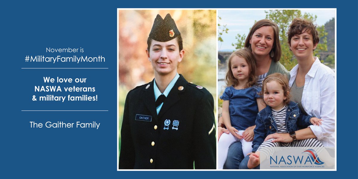 NASWAORG's tweet photo. We love our NASWA #Veterans and #Military Families! Featuring the family of Amber Gaither (Project Manager, Workforce IT Support Center)! @USarmy @PANationalGuard
#MilitaryFamilyMonth 
#BeyondTheThankYou https://t.co/uvDvR5srwq