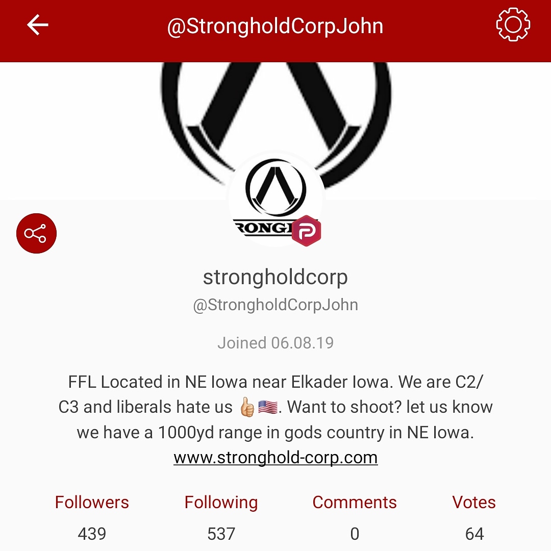 StrongholdCorp1's tweet photo. Anyone who uses Parler please give me a follow https://t.co/rUwzbQwghB
