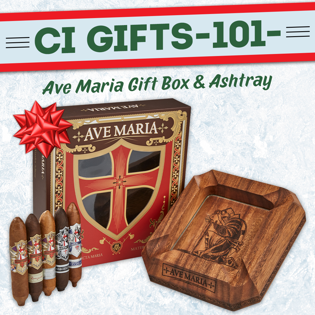 CI's Gifts 101- gift idea #21- Ave Maria Gift Box & Ashtray Set. The perfect stocking stuffer.

Get one for yourself and a friend, cigarsinternational.com/SM-AVE-MARIA-G…

#cigardeals #cigargifts #cigarsonline #premiumcigars #botl #sotl #cigarsinternational #avemariacigars