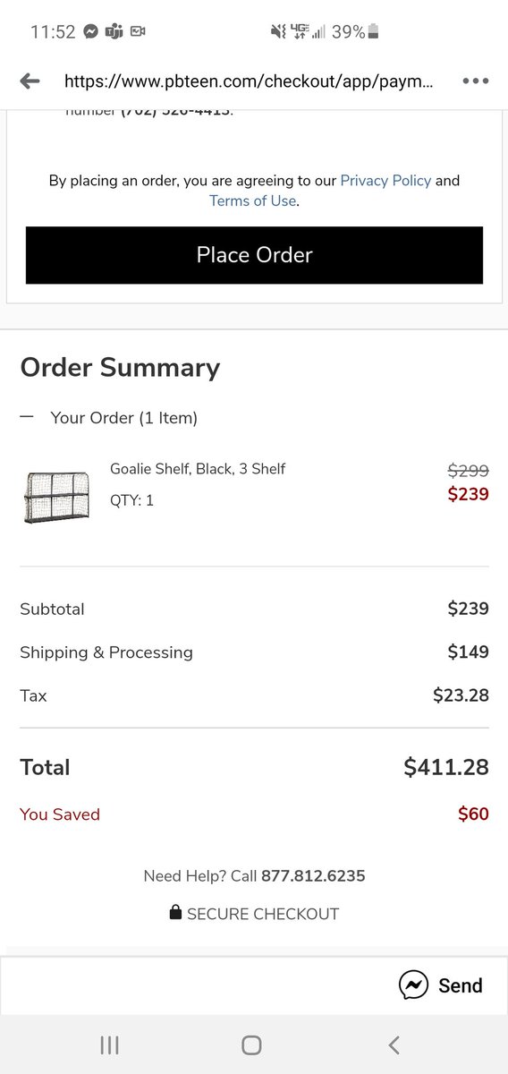 . <a href="/potterybarn/">Pottery Barn</a> and <a href="/potterybarnteen/">Pottery Barn Teen</a> just talked to the sweetest CS agent who told me the $150 shipping charge on a small shelf was justified because of extra packaging?? Is this product selling? If not, you might want to look into the 50% shipping costs being applied. #pleasehelp