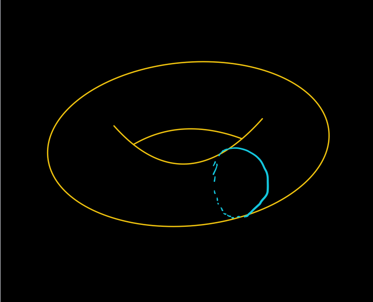 Each rod can move in a circle, so we get a product of circles, one for each rod. With two rods, this is a donut — in general, with an n-uple pendulum, you get an n-dimensional torus. 15/n