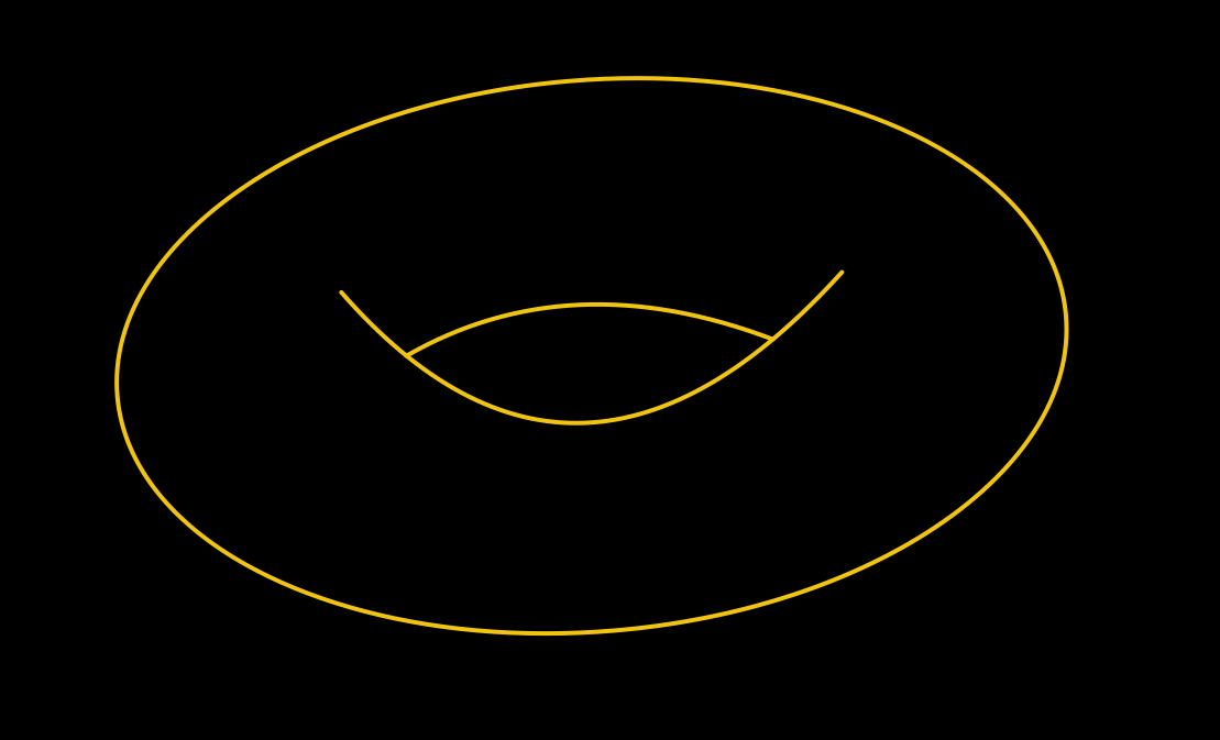 Each rod can move in a circle, so we get a product of circles, one for each rod. With two rods, this is a donut — in general, with an n-uple pendulum, you get an n-dimensional torus. 15/n