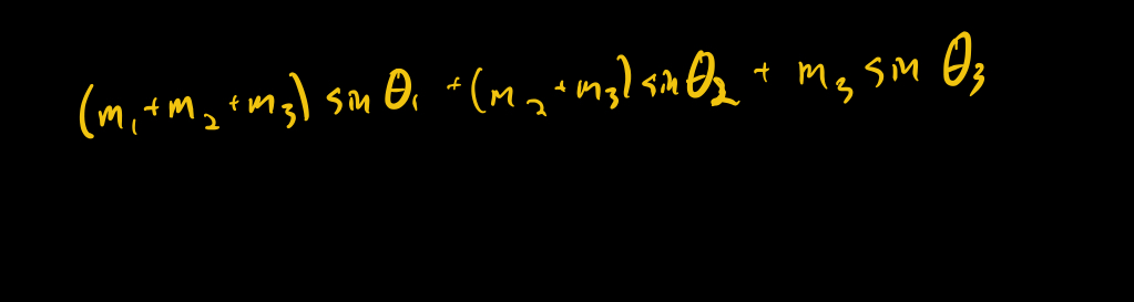 The potential function here is the sum of the sines of the angles determining the position of the pendulum, weighted by the masses of the joints. 21/n