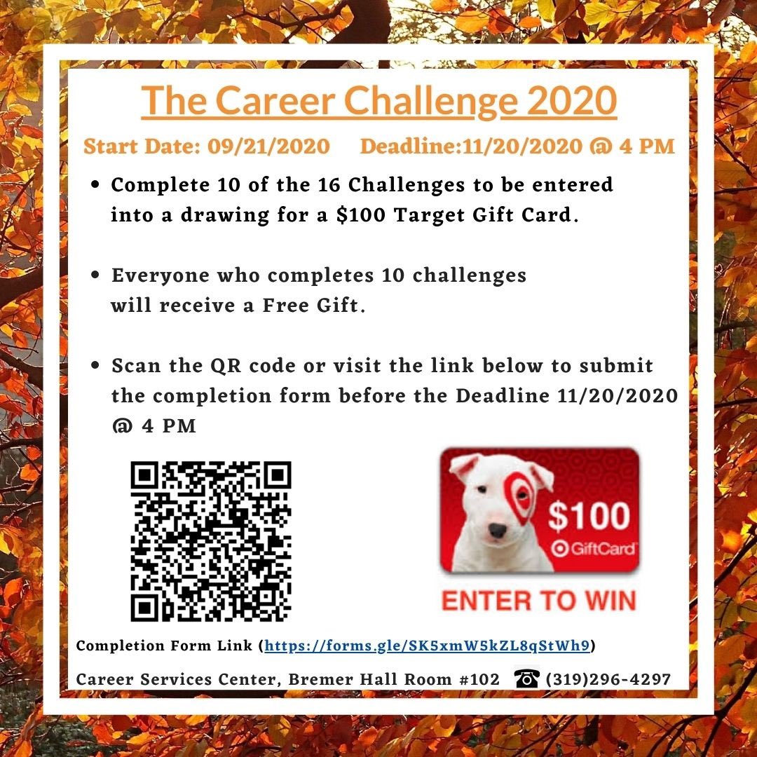 David submitted his Career Challenge information, received his free gift, and is entered to win the $100 gift card! Students, the deadline for you to do the same is Friday, November 20 by 4 pm! #careerchallenge