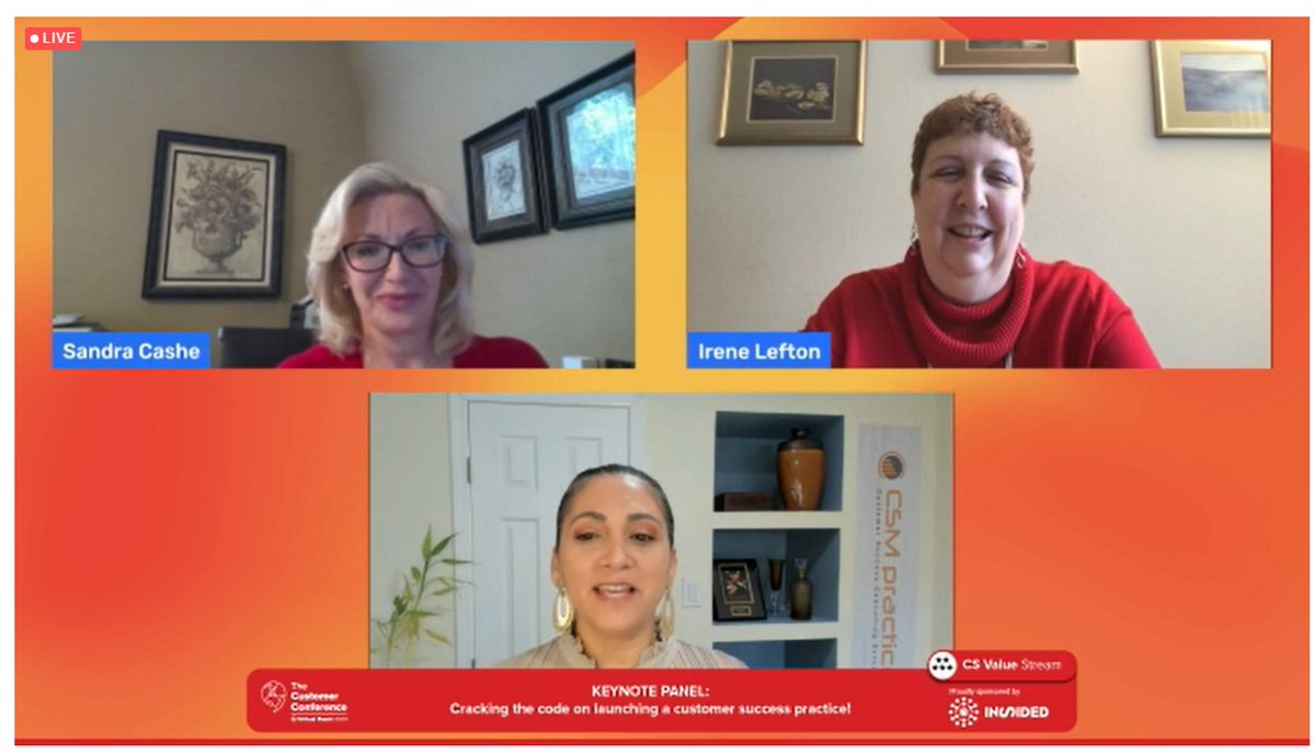 Three of the #stalwarts of #customersuccess sharing how to build out a programme with Irene Lefton, Sandra Cashe &amp; Irit Eizips
1. Listen and understand priorities
2. Understand the landscape
3. Build relationships
4.  Build the customer journey
5. Evangelise CS internally