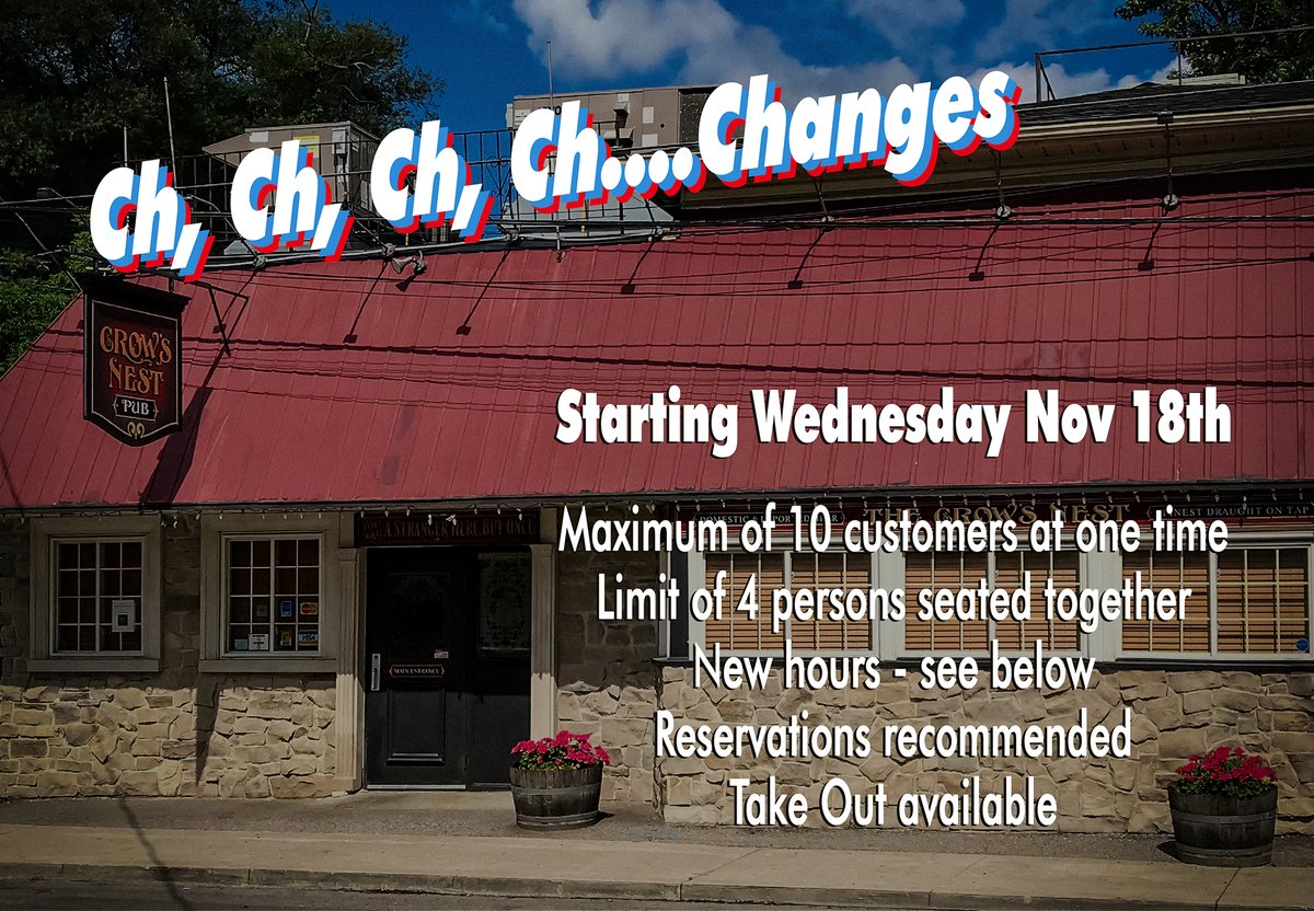 Heads up on the latest changes as we work hard to keep up with Ontario's COVID guidelines, &amp; continue doing our part to keep our staff &amp; customers safe.
MON-TUES: Closed
WED-SAT: 11:30am-9pm
SUN: 11:30am-8pm
Reservations preferred
See our website for more details