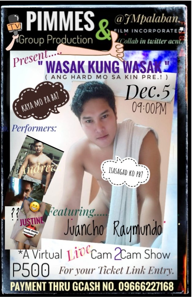 Juanmiguel0520's tweet photo. On Dec. 5, 2020 PIMMES Group Production and @JMpalaban video and film making. Launch our 2nd Virtual LiveShow c2c. via Zoom App. A 3 to 4hrs running period Proudly Present."Warak kung Warak. (Ang hard mo sa kin pre)Reserved ur slot now https://t.co/wsFyYFuUPC