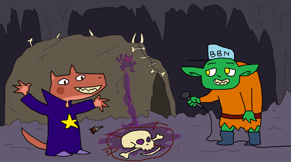 BugbatNews's tweet photo. Frogbottom here! Met a fellow skull fan, him a wee Kobold who summon demon friends! I like his neat hut and fancy tail, hims name Kralkik the Exile. Not sure why he get kicked out of wherever he from, he friendly and invite me back for party.
#DnD #Goblin #Kobold #CircleOfFriend https://t.co/DwavBAzN5s