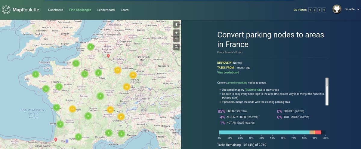 BinnetteBin's tweet image. For today #30daysofOSM, once again, I&apos;m gonna use one of my favorite tool #maproulettte. I made a challenge long ago to spot parking lot mapped as node &amp;amp; then use aerial imagery to turn them into area. Feel free to contribute to #OpenStreetMap by using it: maproulette.org/browse/challen…