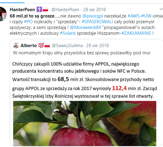 HanterPoen's tweet photo. 2. jak ogromne państwowe zakłady przetwostwa owoców Chińczykom ! PONIŻEJ WARTOŚCI-czyli #paserstwo-paser dostaje działkę zaniżonej firmy,zaniżona cena #Solaris z bandytą #pertru w radzie nadzorczej. W Brukseli mówią obcokrajowcy,że #Morawiecki jest agentem miedzynaro. masonerii 3 https://t.co/2gVp8sQ6cO