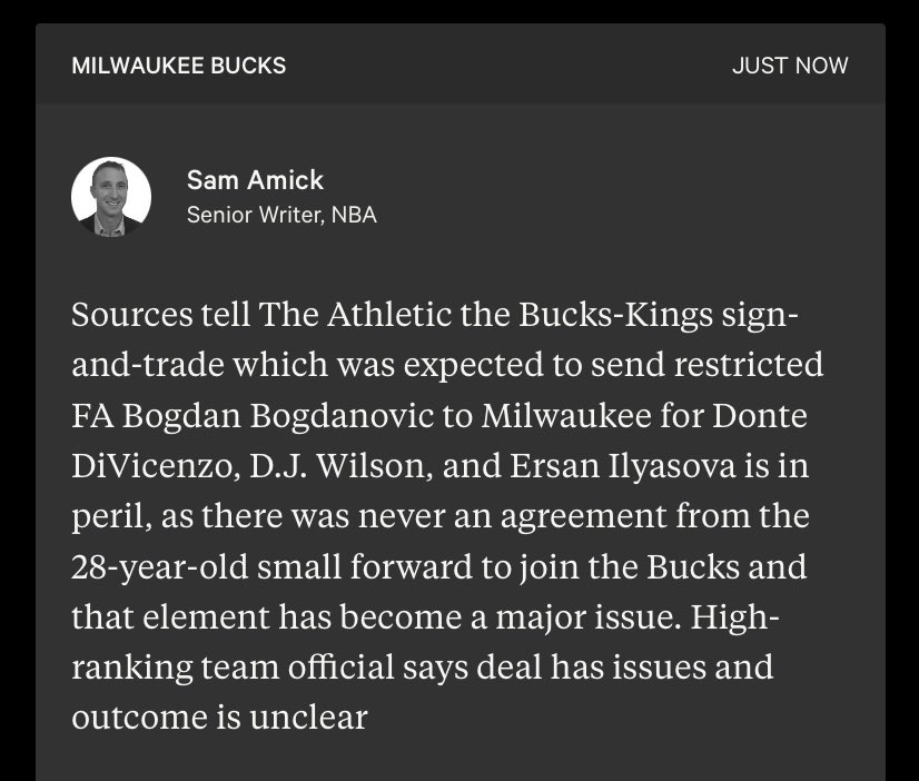 [情報] Sam Amick：Bogdanovic 不同意交易至公鹿