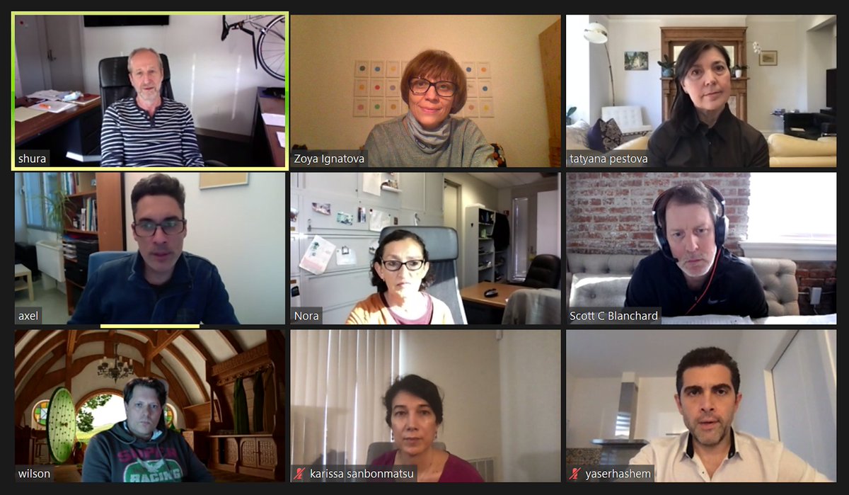 2022Ribosomes's tweet photo. The scientific committee for the Ribosome Structure and Function meeting is eager to see you in 2022! @shuramankin (Nora &amp; Shura), @WilsonLab2, @KarissaScience, @TheBlanchardLab, Tatyana Pestova, @IgnatovaLab, @Hashemyaser4, @InnisLab. #Ribosomes2022 https://t.co/s8hw4J6zbS