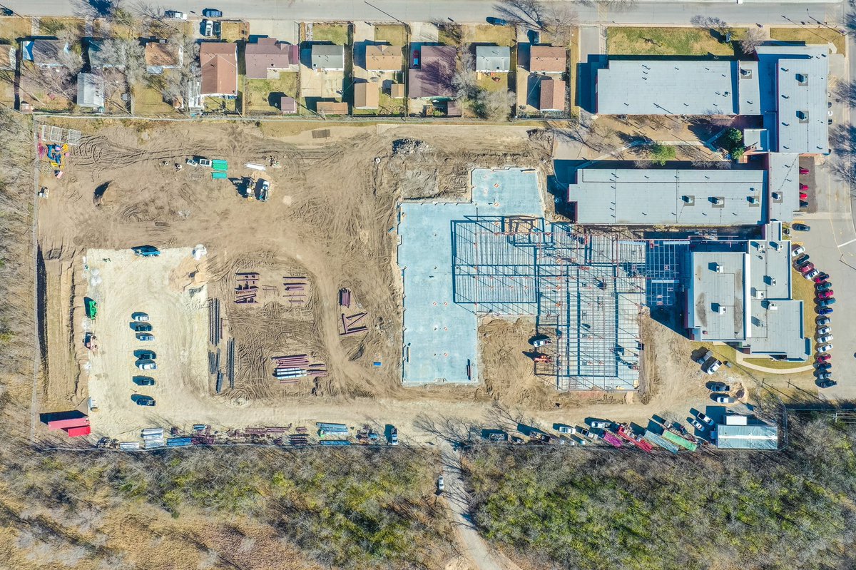 Structural Steel is moving along while utilities to the building are tied in.