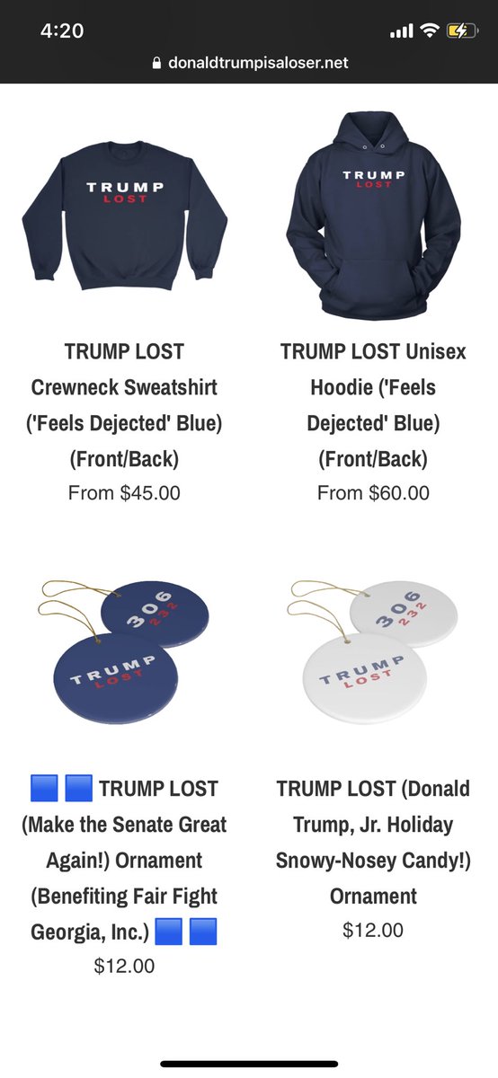 If you’re looking for some #Christmas #gifts for the Trump hater in your life, go to donaldtrumpisaloser.net.  #deplorables should enter at their own risk.