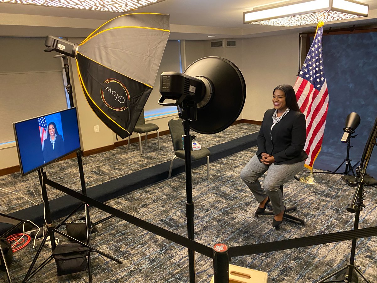 CoriBush's tweet photo. It’s surreal taking a picture knowing that it’ll end up in a history book. 

I want girls who look like me to see me and think, “If she can do it, I can do it.” https://t.co/V8nhP1FkH1