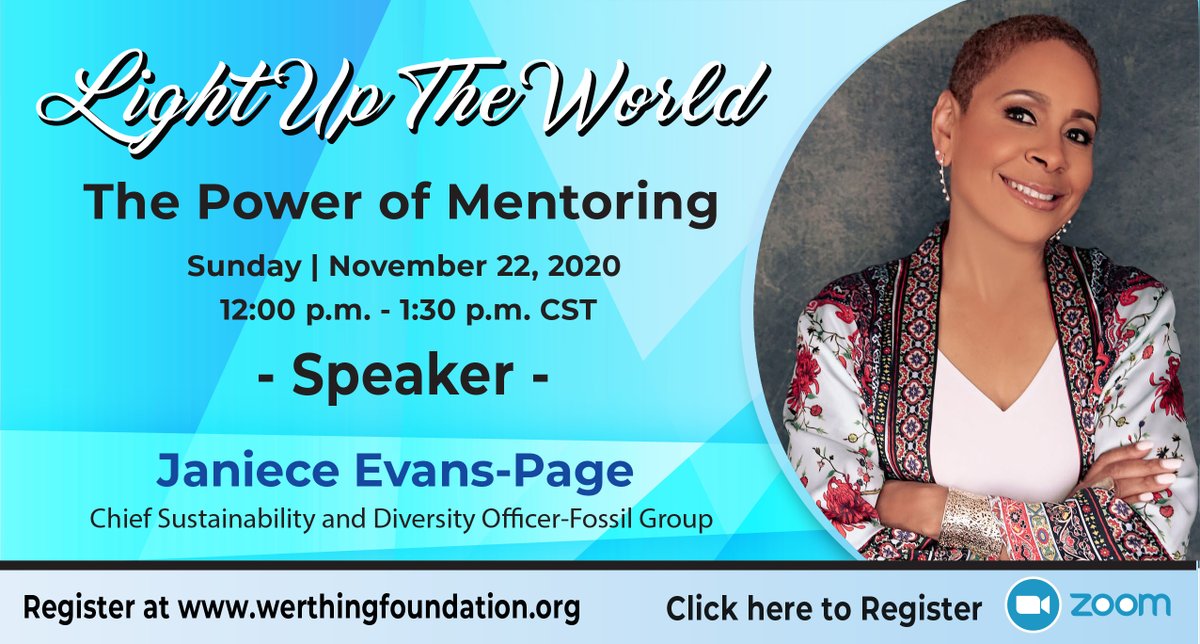 Werthingfdn's tweet photo. Super excited to have Janiece Evans-Page join the mentorship conversation at #LUTW event.  This is going to be a great panel...register today! #werthingfoundation#mentorshipmatters #fromcollegetocareer #mentorsformentees #globalmentoringconversation https://t.co/zkTSZD6oR3
