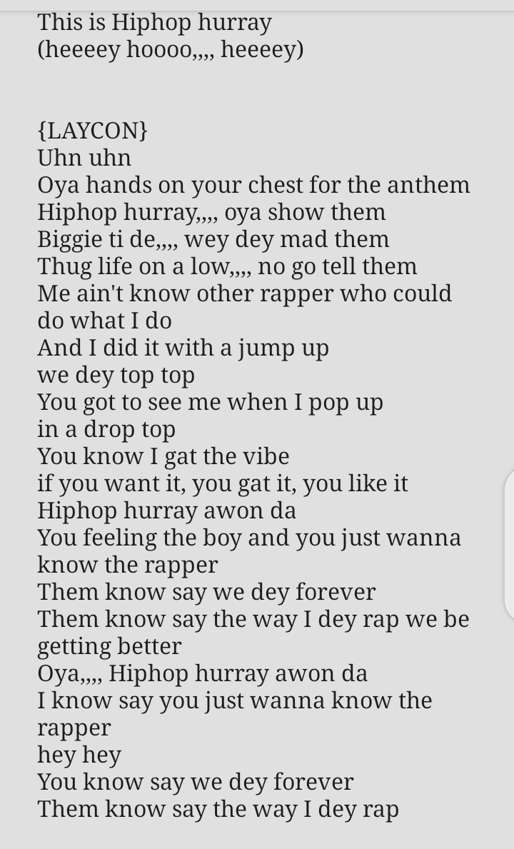 Toyin_tweets's tweet photo. @MTVBaseWest @itsLaycon Full lyrics😍 https://t.co/zoHxvIx46T