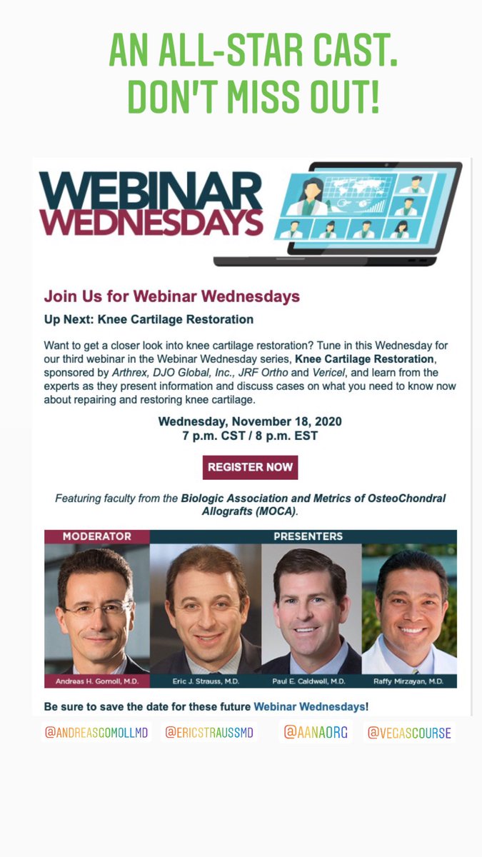 Brian Waterman, MD (@h2o_sportsmd) on Twitter photo <a href="/vegascourse/">Raffy Mirzayan, M.D.</a> <a href="/EricStrauss12/">Eric Strauss</a> @CartRepair & <a href="/AANAORG/">AANA</a>’s Paul Caldwell are firing up the masses w/a rapid-fire discussion on #chondral defects of the #knee. Don’t miss out! <a href="/ArthroscopyJ/">Arthroscopy Journal</a> <a href="/ISAKOS/">ISAKOS</a> @CartilageRepair <a href="/BiologicAssoci1/">Biologic Association</a> @AOSSM_SportsMed <a href="/ORSsociety/">Orthopaedic Research Society</a>
#cartilage #restoration <a href="/vegascourse/">Raffy Mirzayan, M.D.</a> <a href="/EricStrauss12/">Eric Strauss</a> @CartRepair & <a href="/AANAORG/">AANA</a>’s Paul Caldwell are firing up the masses w/a rapid-fire discussion on #chondral defects of the #knee. Don’t miss out! <a href="/ArthroscopyJ/">Arthroscopy Journal</a> <a href="/ISAKOS/">ISAKOS</a> @CartilageRepair <a href="/BiologicAssoci1/">Biologic Association</a> @AOSSM_SportsMed <a href="/ORSsociety/">Orthopaedic Research Society</a>
#cartilage #restoration