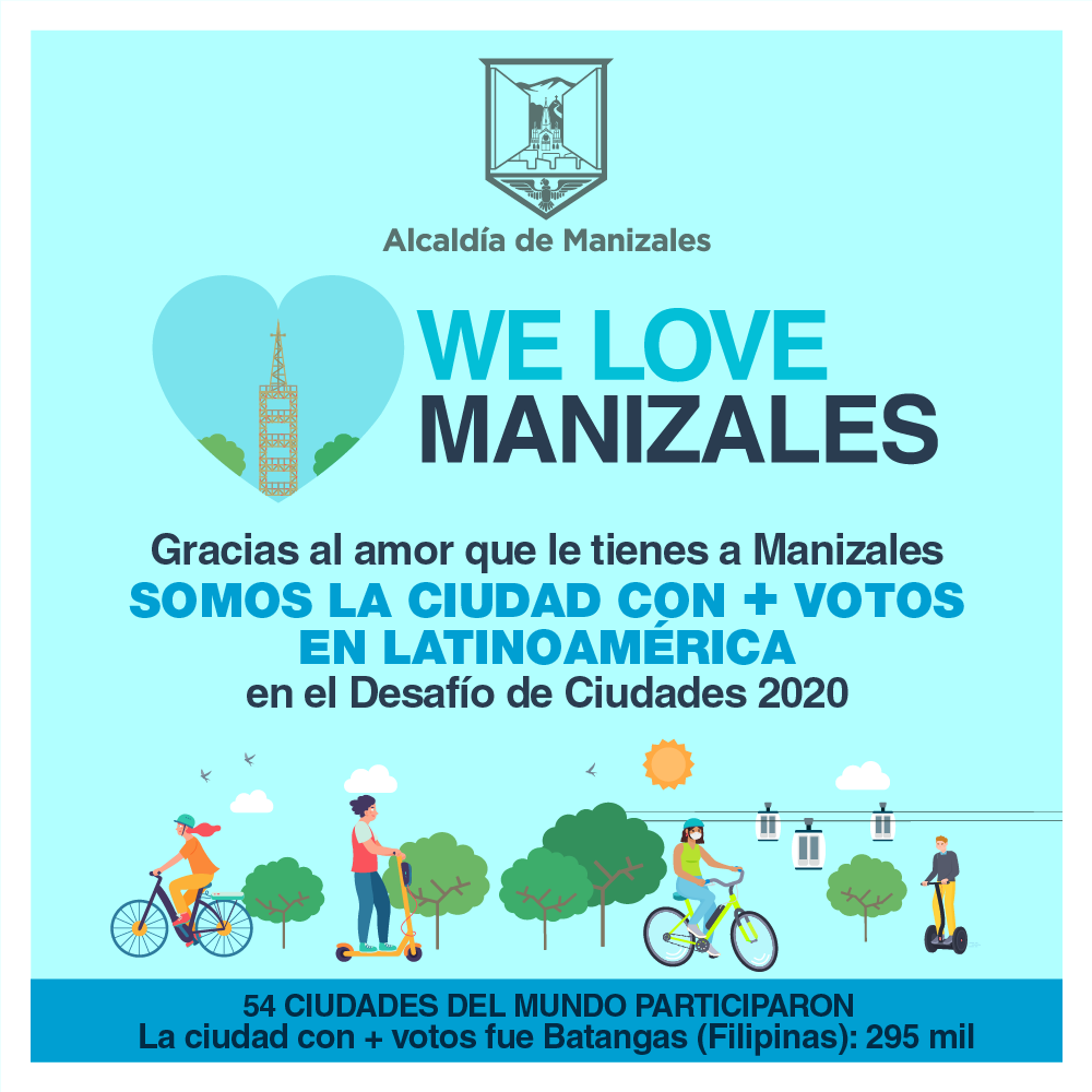 CiudadManizales's tweet photo. #ManizalesMásSostenible ♻️

Manizales #1 🥇 en Latinoamérica. 

Gracias a los 90 mil 324 votos de los manizaleños que nos apoyaron en este camino hacia la sostenibilidad.
#WeLoveCities y #WWF aplauden el esfuerzo de la ciudad y otorgarán reconocimiento.
¡GRACIAS! #WeLoveManizales https://t.co/HStY98Ni51