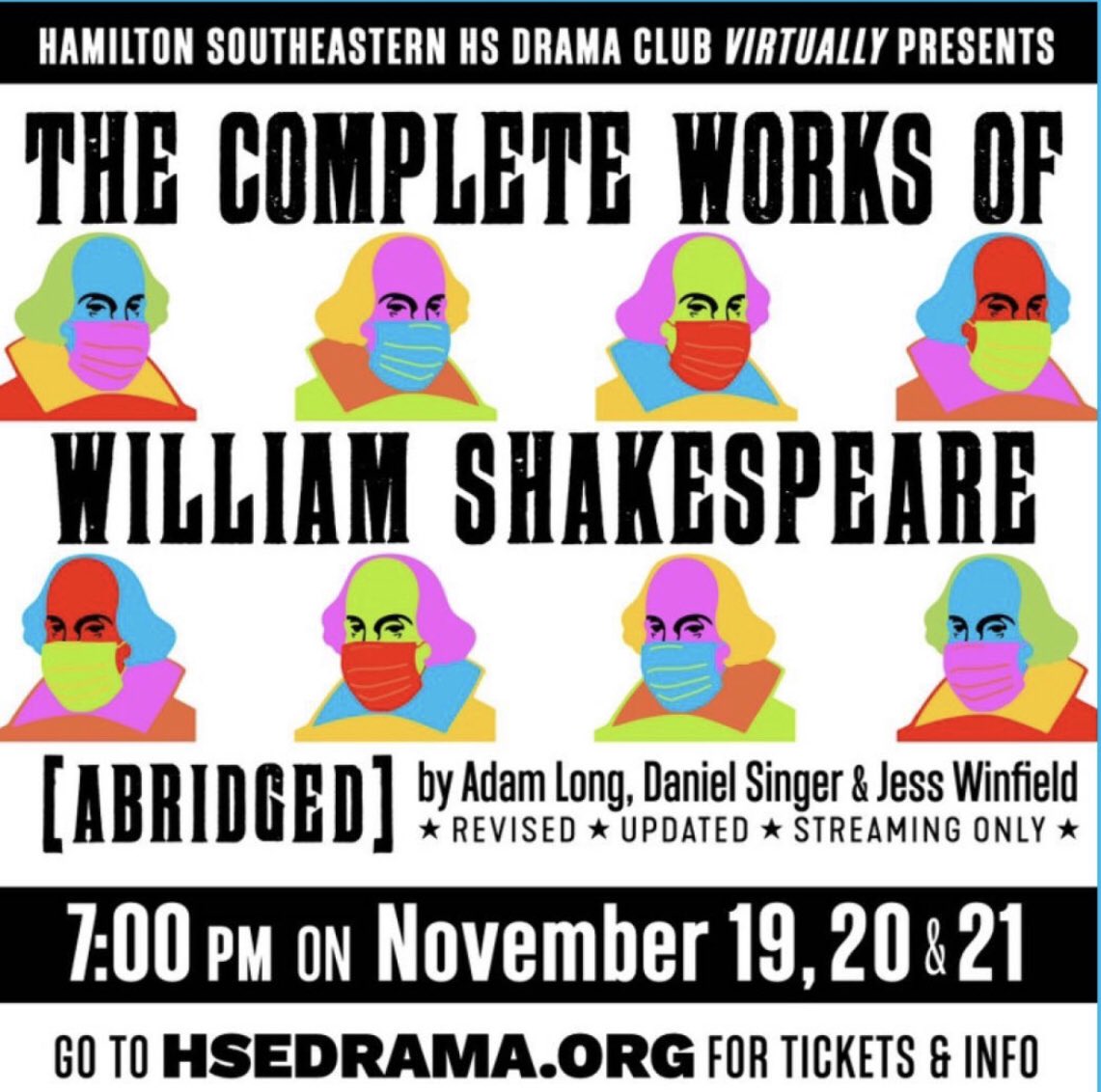 Come (virtually) see The Complete Works of William Shakespeare (Abridged) [Revised] this weekend!! <a href="/HSEDrama/">HSE Drama</a>                                   Ticket Info:                                      purplepass.com/?inref=www.hse…