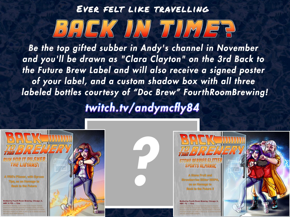 Do you love beer? Are you an art lover? Do you love #BackToTheFuture ? Check this out!

Current "top" can be checked at twitch.tv/andymcfly84

Special thanks to @FourthRoomBrew for the assist with this one! ♥ Make sure to show him love at twitch.tv/fourthroombrew…