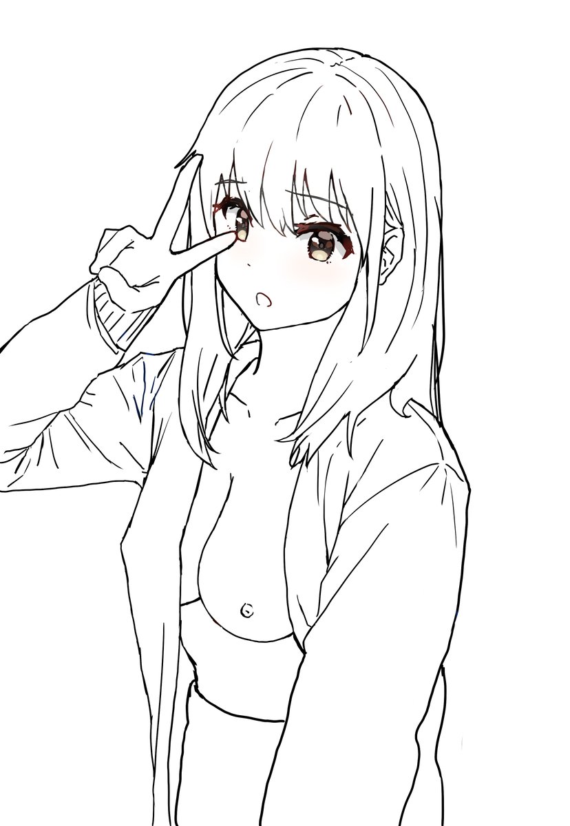 #皆さん線画と塗った後を見せてください
いまいち太めの線でしか描けないし、目は知らんうちに結合してた 