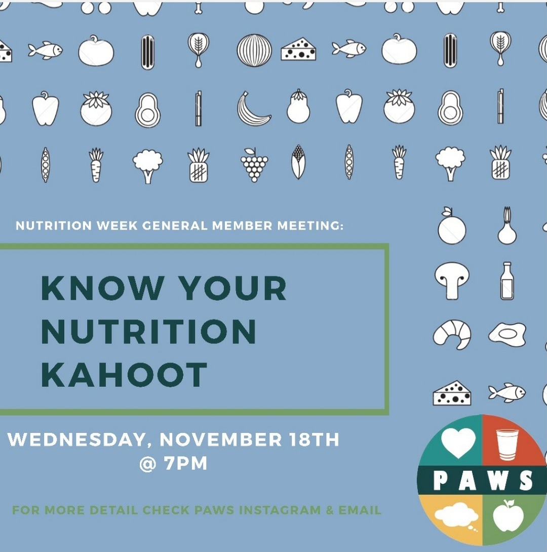 assumptionupaws's tweet photo. ✨Don't miss the last general member meeting TONIGHT @ 7PM! We'll play know your nutrition kahoot and make overnight oats. Get 5 points for the week by attending!✨ https://t.co/8QOgJ3pzGG