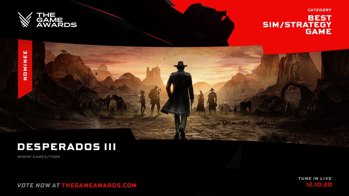 thegameawards's tweet image. @MimimiProd @THQNordic Congratulations on your nomination for Best Sim/Strategy Game! #TheGameAwards

Vote here: thegameawards.com/nominees