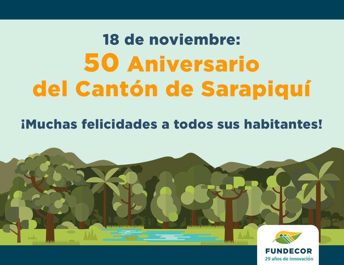 FundecorCR's tweet photo. Hoy celebramos el 50 Aniversario del Cantón de Sarapiquí, donde trabajamos desde hace 29 años. 
¡Muchas felicidades a todos sus habitantes!
#sarapiqui #sarapiquíresiliente #fundecor #municipalidaddesarapiquí https://t.co/PQQpVyXfPG
