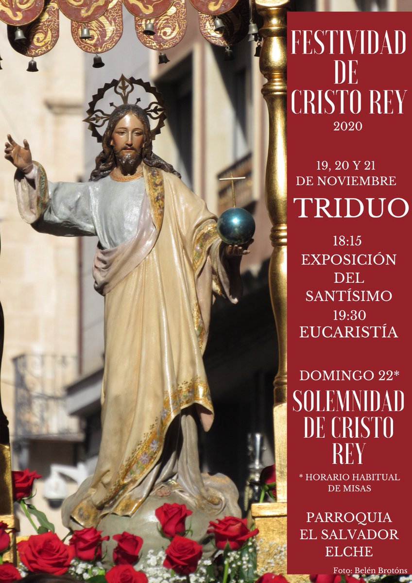 ⚜️NOTA PARROQUIAL⚜️

Desde nuestra Hermandad invitamos a todo el mundo a celebrar la festividad de Cristo Rey en nuestra sede canónica. 

 Aquí tenéis toda la información de los actos que se celebrarán este fin de semana.