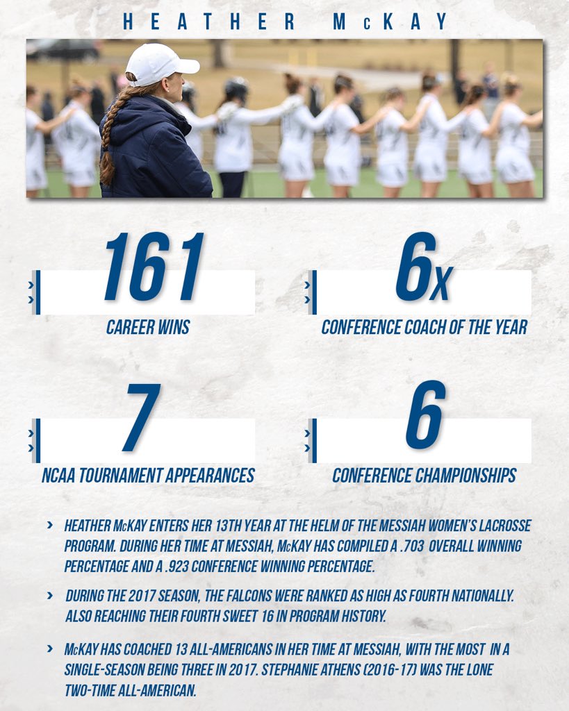 MessiahSports's tweet photo. Get to know head women’s lacrosse coach Heather McKay this week on #GetToKnowMessiah! #MessiahWLAX #GoMessiah https://t.co/k5pUttyI7b