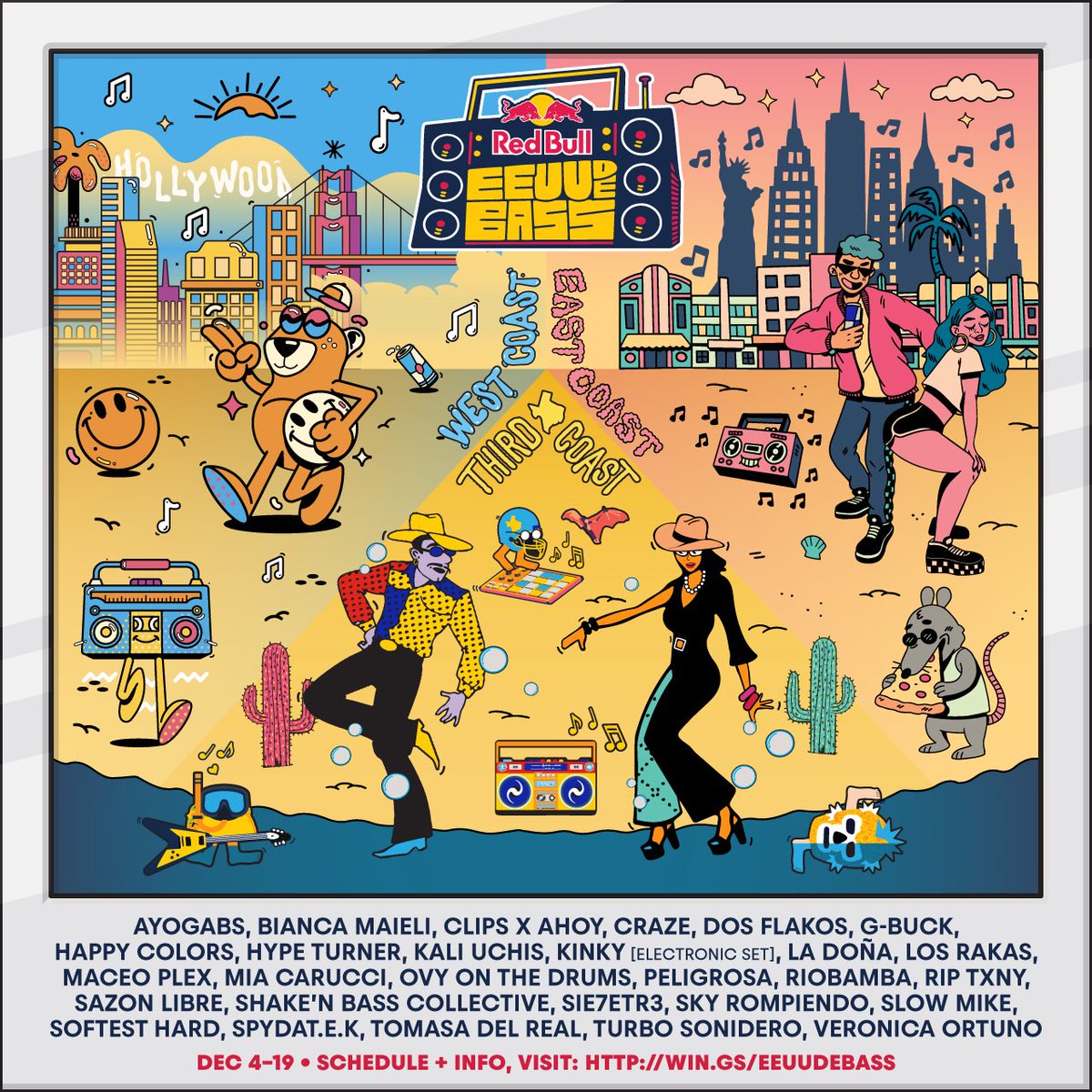 ohroxc's tweet image. KLK Mi Gente Linda ✨
It's been too long w/out IRL perreo 😢 so we’re teaming up with the @redbullmusic fam to announce Red Bull Estados Unidos de Bass🔊🔊

This line up is 🥵
Pero hello @KALIUCHIS 😍
What coast y’all got?! 😝

win.gs/eeuudebass 
#EEUUdeBass #redbullmusic