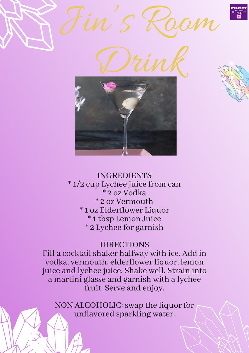 BTSARMYKitchen's tweet photo. Jin’s Room Concept: Decadence
The room is simple elegance. With its white back drop, like a plain canvas & he’s the masterpiece in the middle. We put together the simplicity of a lychee martini & the decadence of geode cake pop.
#Curated_by_BTSARMYKitchen
#PathToBE @BTS_twt https://t.co/3igdKuGyr4