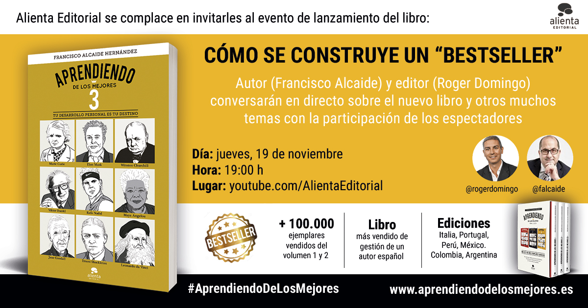 Querido@s amig@s:
Os dejo link para acceder directamente al evento online del volumen 3 de #AprendiendoDeLosMejores 
▶️ Día: jueves 19 noviembre
▶️ Hora: 19 horas
👉 ow.ly/Q7sU30rkE8D

#RRHH #marcapersonal #coaching