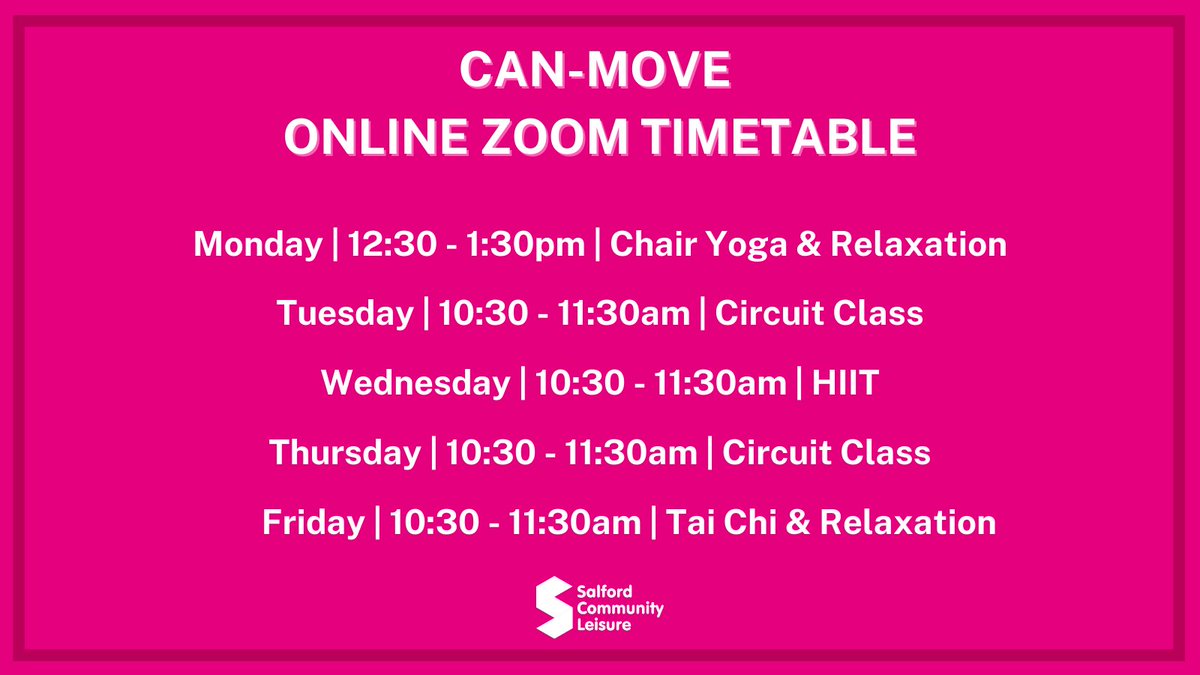SalfordLeisure's tweet photo. Our #CanMove Programme is a free 12 week structured Exercise & Physical Activity Programme for anyone having or recovering from Cancer treatment. The team are still here to help people during the pandemic, so please email active.lifestyles@nhs.net for details or to self refer. https://t.co/zxBu95R2k0