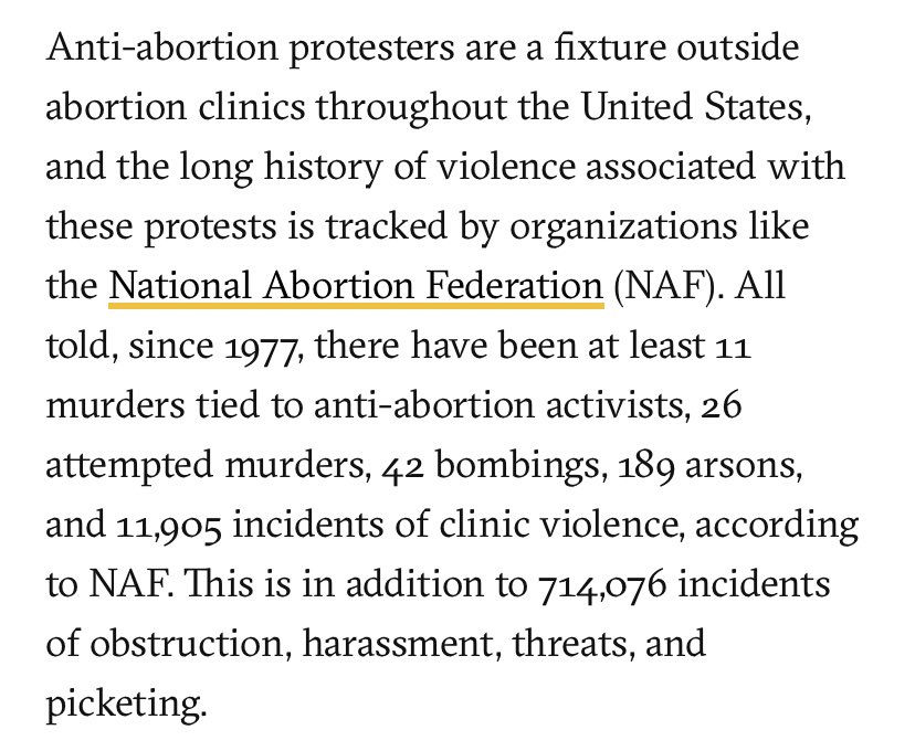 Received some great information from  @NatAbortionFed about the rates of violence at abortion clinics around the US  https://therealnews.com/anti-abortion-protesters-get-special-treatment-from-the-police