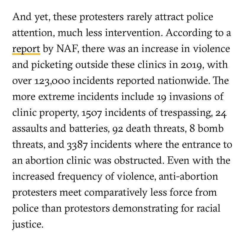 Received some great information from  @NatAbortionFed about the rates of violence at abortion clinics around the US  https://therealnews.com/anti-abortion-protesters-get-special-treatment-from-the-police