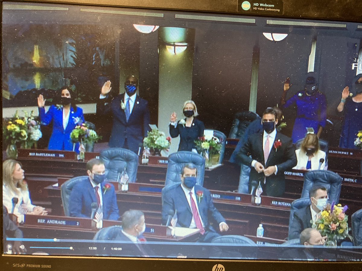 skidmorekelly's tweet photo. Humbling moment, being sworn in as a member of the 90th Florida House of Representatives since statehood.  #ItsNotTooMuchToMask https://t.co/CdI0ovxuZ7
